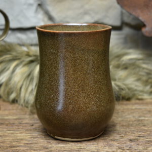Handmade ceramic cup with matt brown glaze