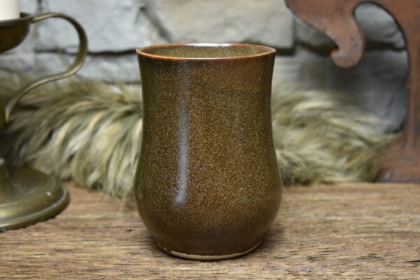 Handmade ceramic cup with matt brown glaze
