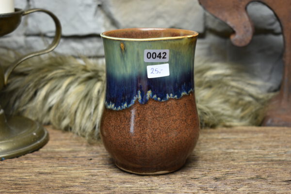 Handmade ceramic cup with brown and blue effect glaze 2 - Image 4