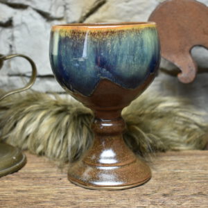 Handmade ceramic grail 500ML with brown and blue effect glaze 2