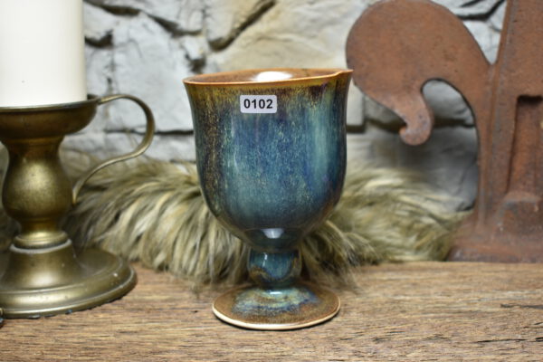 Handmade ceramic chalice brown blue effect glaze 1 - Image 4