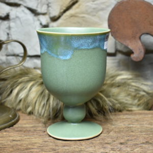 Handmade ceramic chalice mat green effect glaze 1