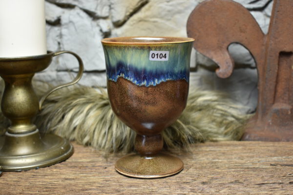 Handmade ceramic chalice blue brown effect glaze 2 - Image 4