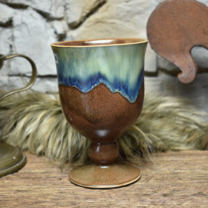 Handmade ceramic chalice blue brown effect glaze 2