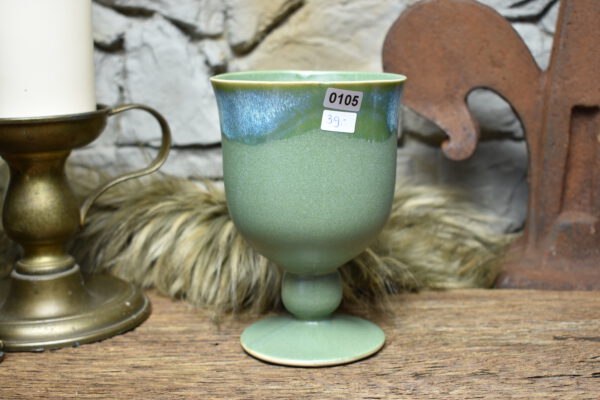 Handmade ceramic chalice green matt effect glaze 2 - Image 2