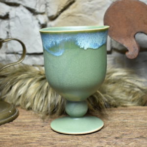Handmade ceramic chalice green matt effect glaze 2