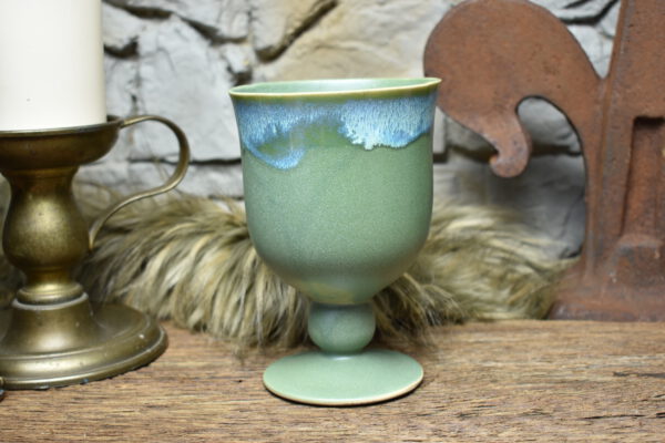 Handmade ceramic chalice green matt effect glaze 2