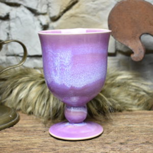 Handmade ceramic chalice lilac effect glaze 2