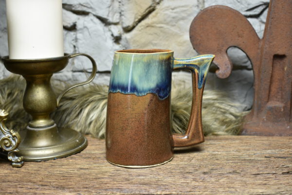 500ML Beer mug matt brown and effect glaze - Image 3