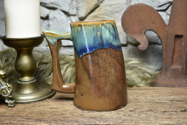 750ML Beer mug matt brown and effect glaze - Image 3