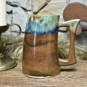 750ML Beer mug matt brown and effect glaze