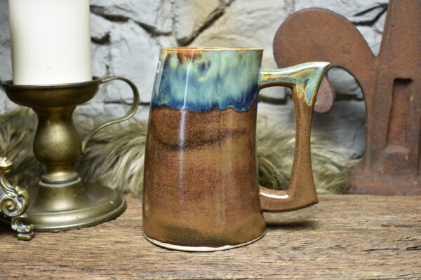 750ML Beer mug matt brown and effect glaze