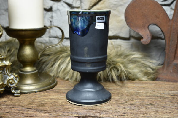 Handmade ceramic chalice 330ML with black matt and effect glaze - Image 3