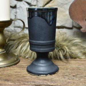 Handmade ceramic chalice 330ML with black matt and effect glaze