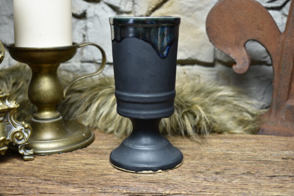 Handmade ceramic chalice 330ML with black matt and effect glaze