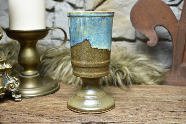 Handmade ceramic chalice 330ML with brown green blue effect glaze 1