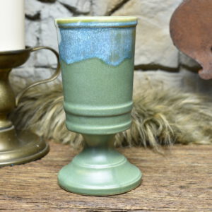 Handmade ceramic chalice 330ML with green matt and effect glaze 2