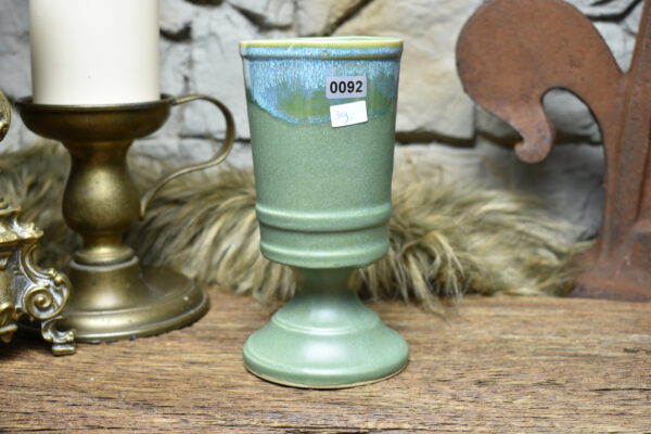Handmade ceramic chalice 330ML with green matt and effect glaze 3 - Image 3