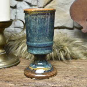 Handmade ceramic chalice 330ML with brown and blue effect glaze 2