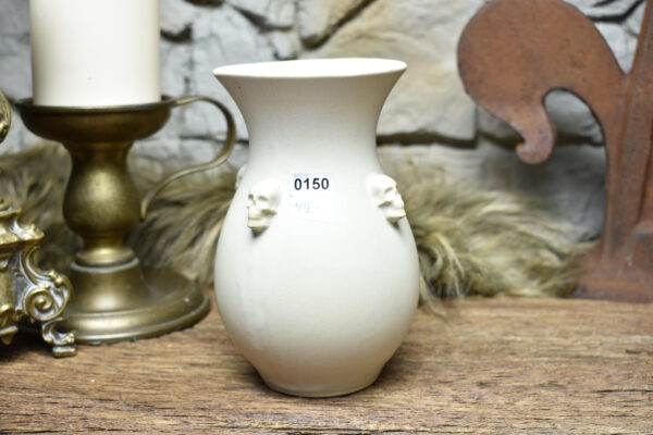 Handmade small vase with skulls white matt 2 - Image 2
