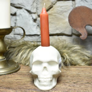 Handmade ceramic skull candle holder white matt 2