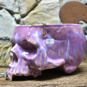 Large hanging skull plantpot lilac effect glaze