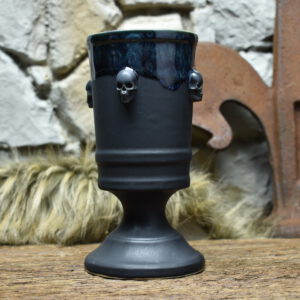 Handmade ceramic skull chalice 330ML with matt black and effect glaze 2