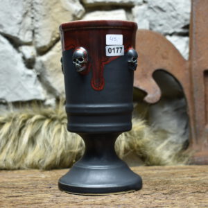 Handmade ceramic skull chalice 330ML with matt black and red glaze 2