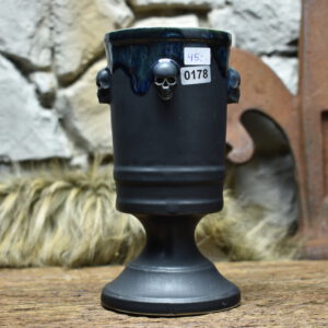 Handmade ceramic skull chalice 330ML with matt black and effect glaze 3