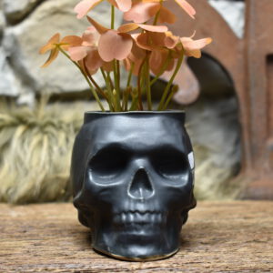 Small skull plantpot - black matt