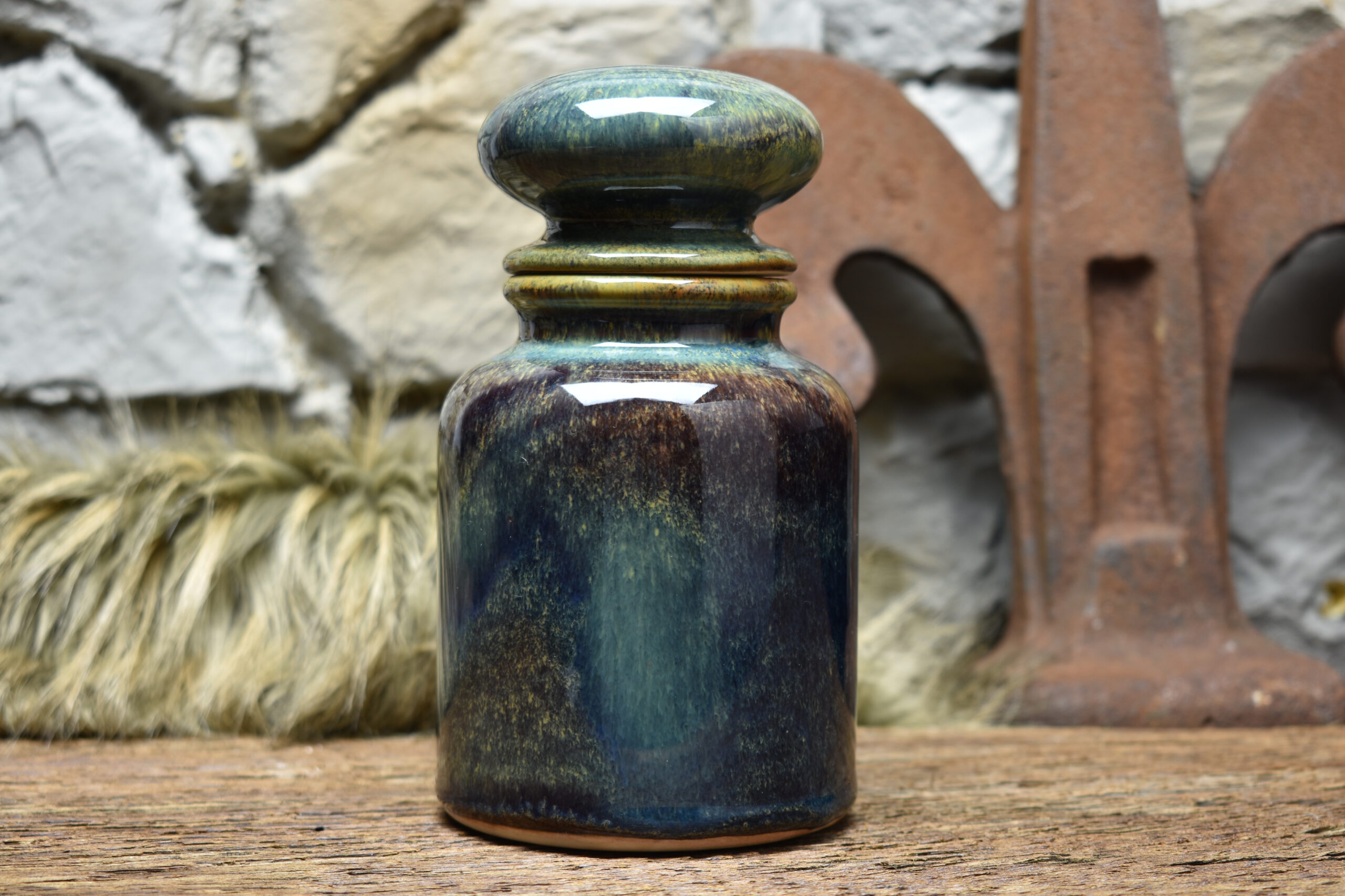 Apothecary pot 16 cm - blue brown effect - Image 2