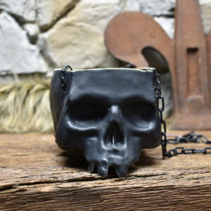 Medium size hanging skull plantpot black matt