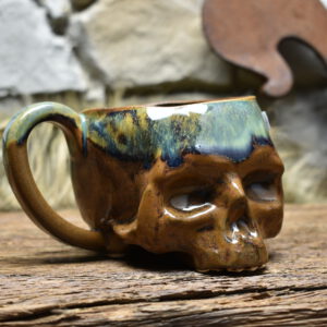 Skull mug brown and effect glaze