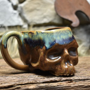 Skull mug brown and effect glaze 2