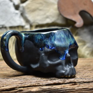 Skull mug black matt and effect glaze 3