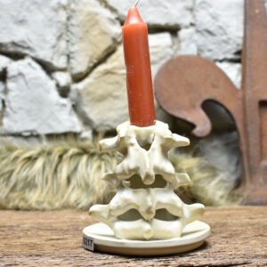 Handmade ceramic spine candle holder small white matt