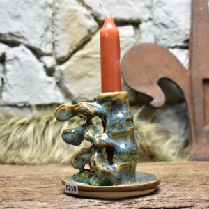 Handmade ceramic spine candle holder small blue/green/brown effect 2