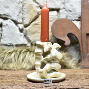 Handmade ceramic spine candle holder small white matt 2