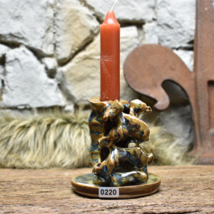 Handmade ceramic spine candle holder small blue/green/brown effect 3